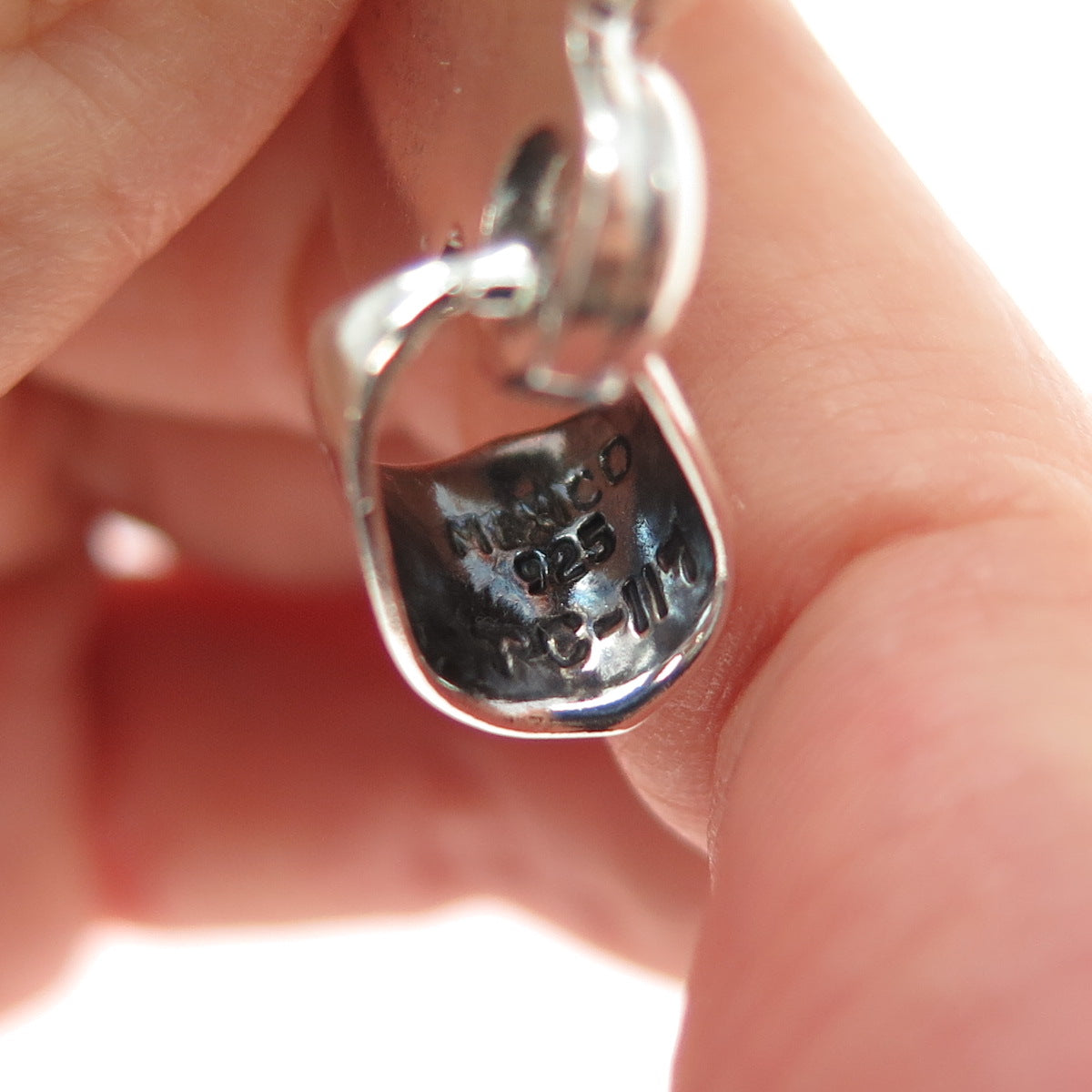 925 Sterling Silver Vintage Mexico Modernist Puffy Heart Oxidized Charm Pendant
