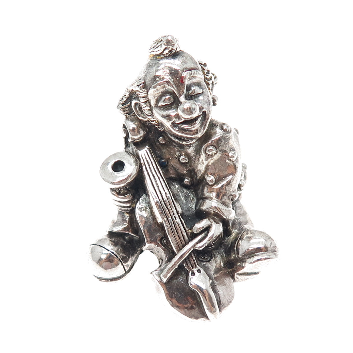 ALESSANDRO MAGRINO 925 Sterling Silver Vintage Pagliacci Clown & Cello Figurine