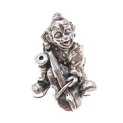 ALESSANDRO MAGRINO 925 Sterling Silver Vintage Pagliacci Clown & Cello Figurine