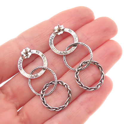 Didae 925 Sterling Silver Vintage Israel Interlocked Circle Dangle Earrings