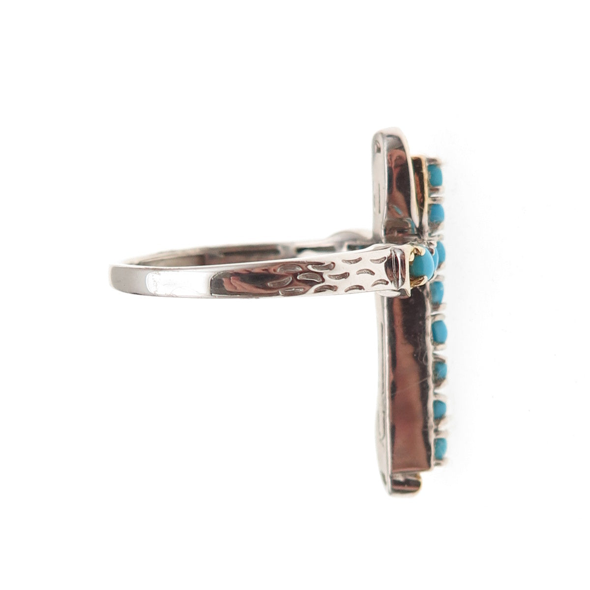 Chuck Clemency 925 Sterling Real Sleeping Beauty Turquoise Cross Ring Size 8