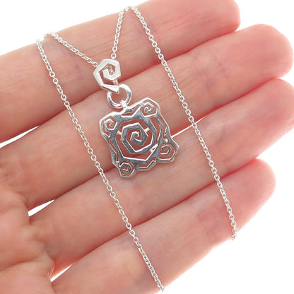 925 Sterling Silver Italy Modernist Spiral Cable Chain Necklace 18"
