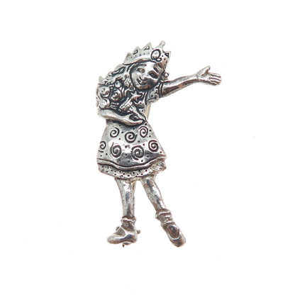 MARY ENGELBREIT 925 Sterling Silver Vintage Princess Modernist Pin Brooch