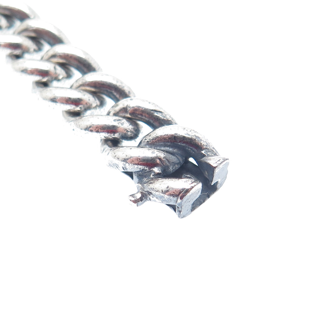 925 Sterling Silver Vintage Mexico Curb Link Oxidized Bracelet 6.75"