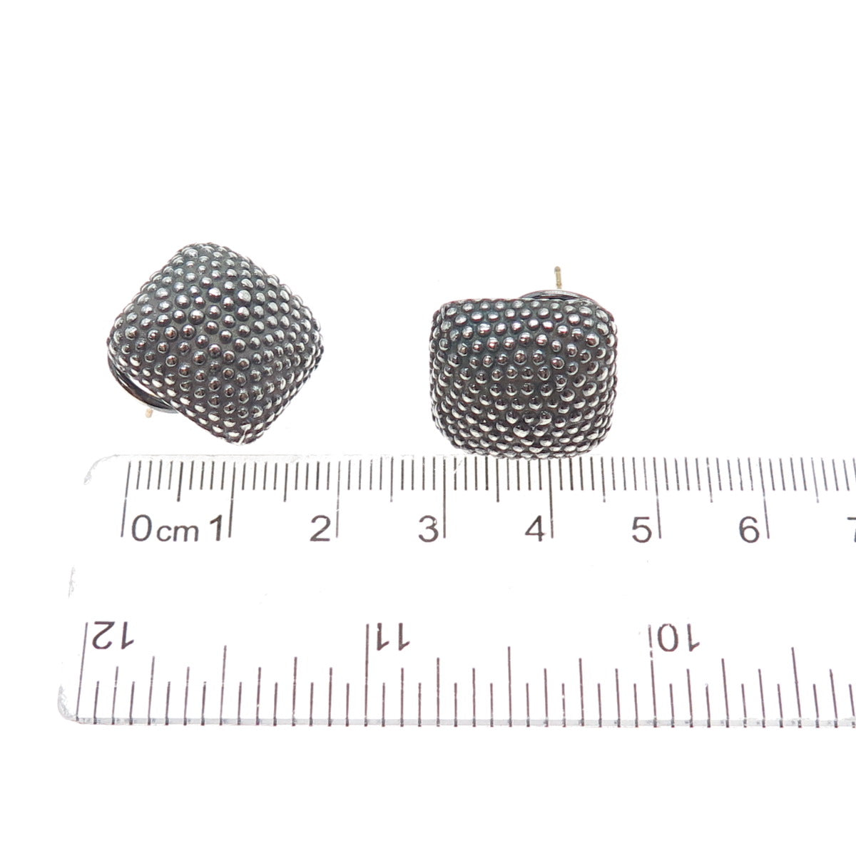 ADORNIS Sterling 18K Gold Posts Vintage Granulated Oxidized Omega Back Earrings