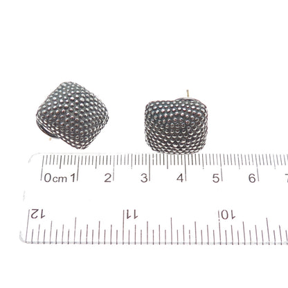 ADORNIS Sterling 18K Gold Posts Vintage Granulated Oxidized Omega Back Earrings