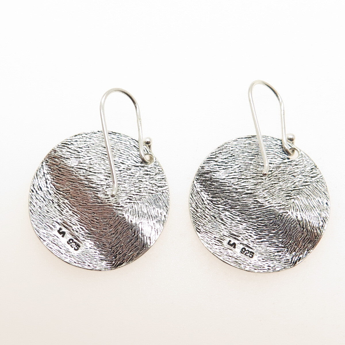 925 Sterling Silver Vintage Modernist Disc Dangle Earrings