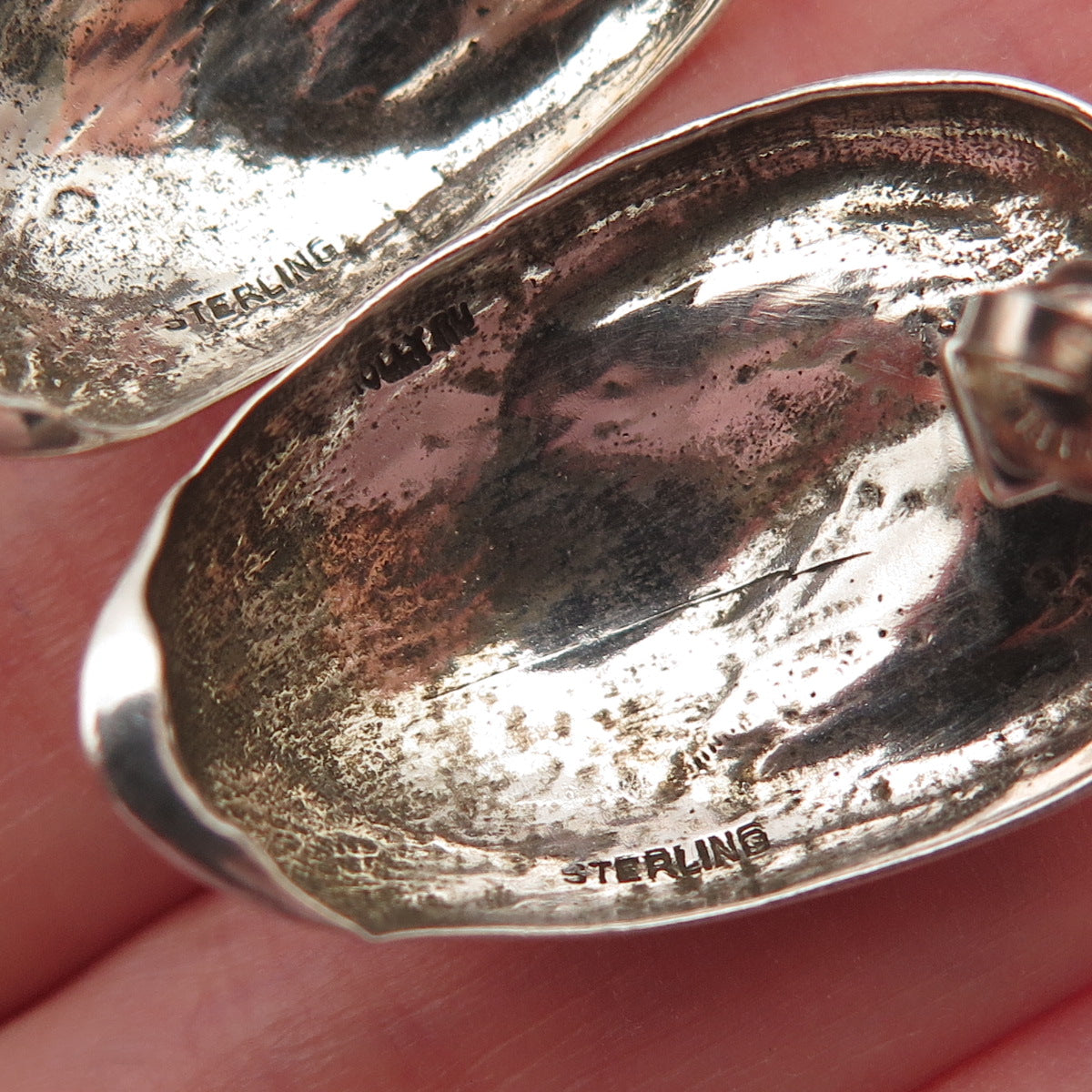 HOLLY RU 925 Sterling Silver Vintage Modernist Earrings