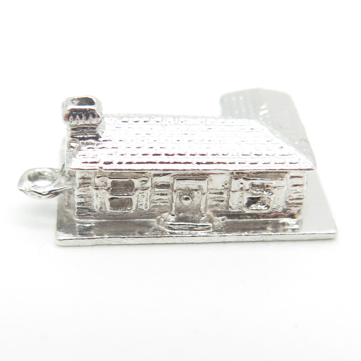 925 Sterling Silver Antique Art Deco Ranch House 3D Charm Pendant