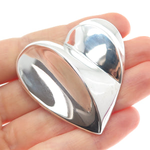 BAYANIHAN 925 Sterling Silver Vintage Modernist Heart Pin Brooch