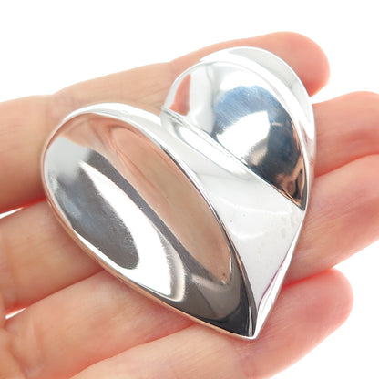 BAYANIHAN 925 Sterling Silver Vintage Modernist Heart Pin Brooch
