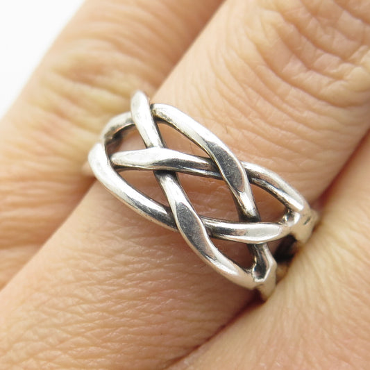 925 Sterling Silver Vintage Mexico Woven Band Ring Size 6