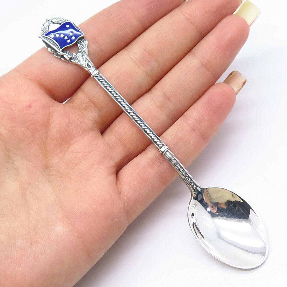 925 Sterling Silver Vintage Enamel Alaska Flag Spoon