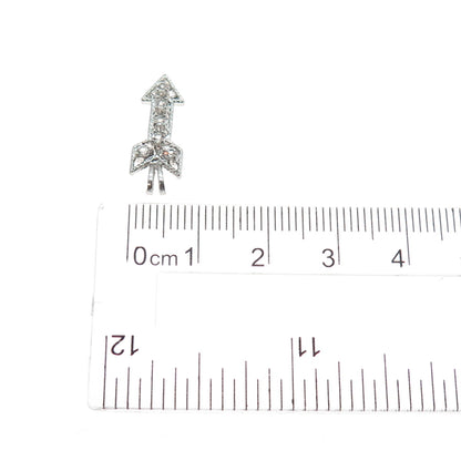 925 Sterling Silver Vintage Round-Cut C Z Arrow Minimalist Charm Pendant