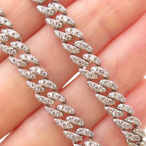 925 Sterling Silver Round-Cut C Z Cuban Chain Necklace 16"