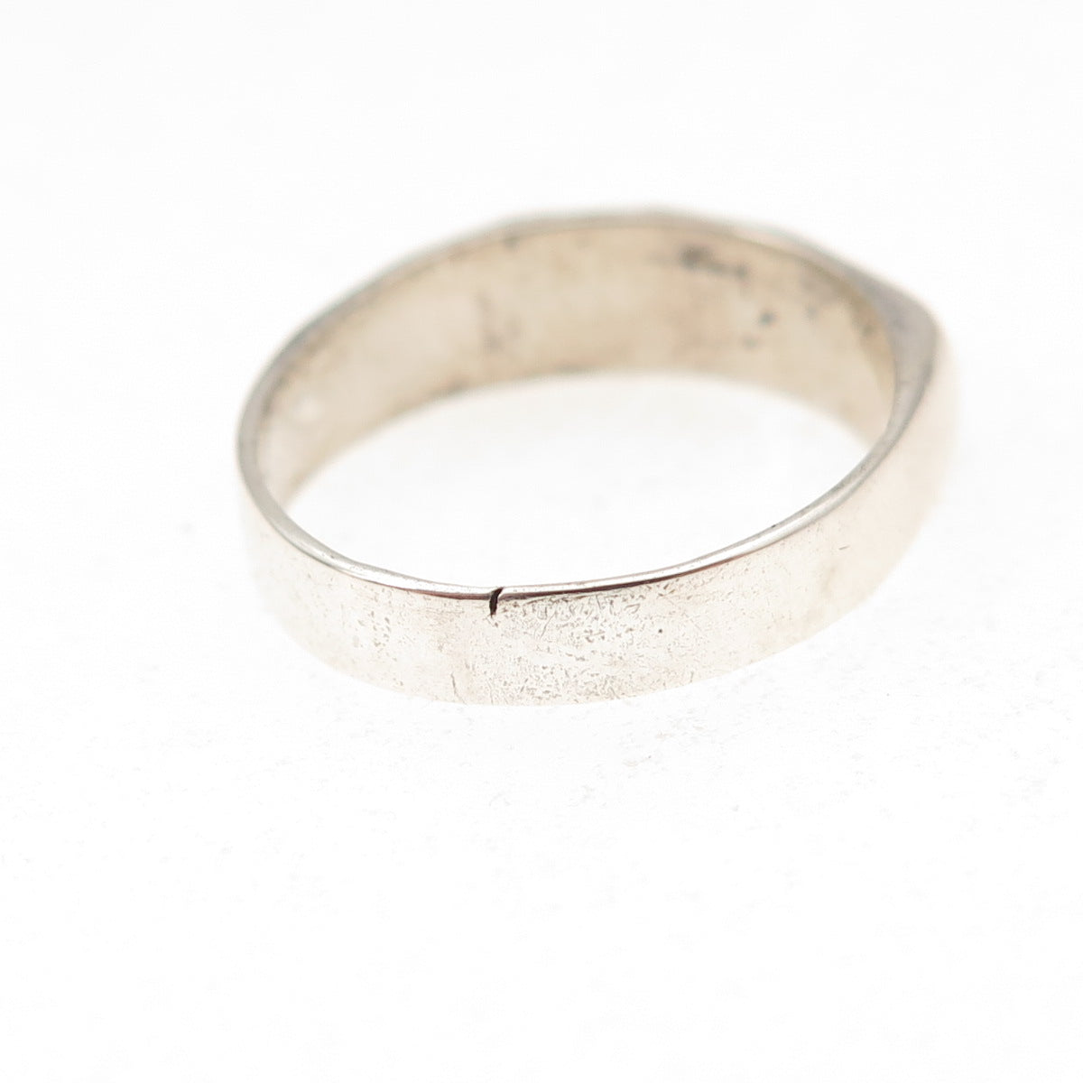 925 Sterling Silver Vintage Real Turquoise Inlay Oxidized Ring Size 5