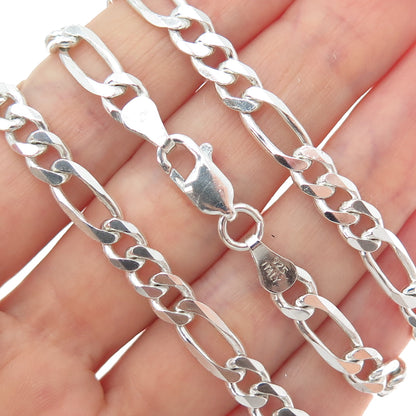 925 Sterling Silver Vintage Italy Figaro Chain Necklace 18"