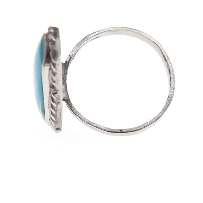 Old Pawn 925 Sterling Silver Vintage Southwestern Turquoise Tribal Ring Size 8.5