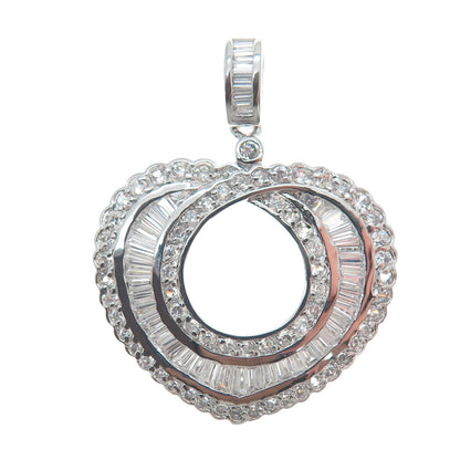 925 Sterling Silver Round & Tapered Baguette C Z Heart Pendant