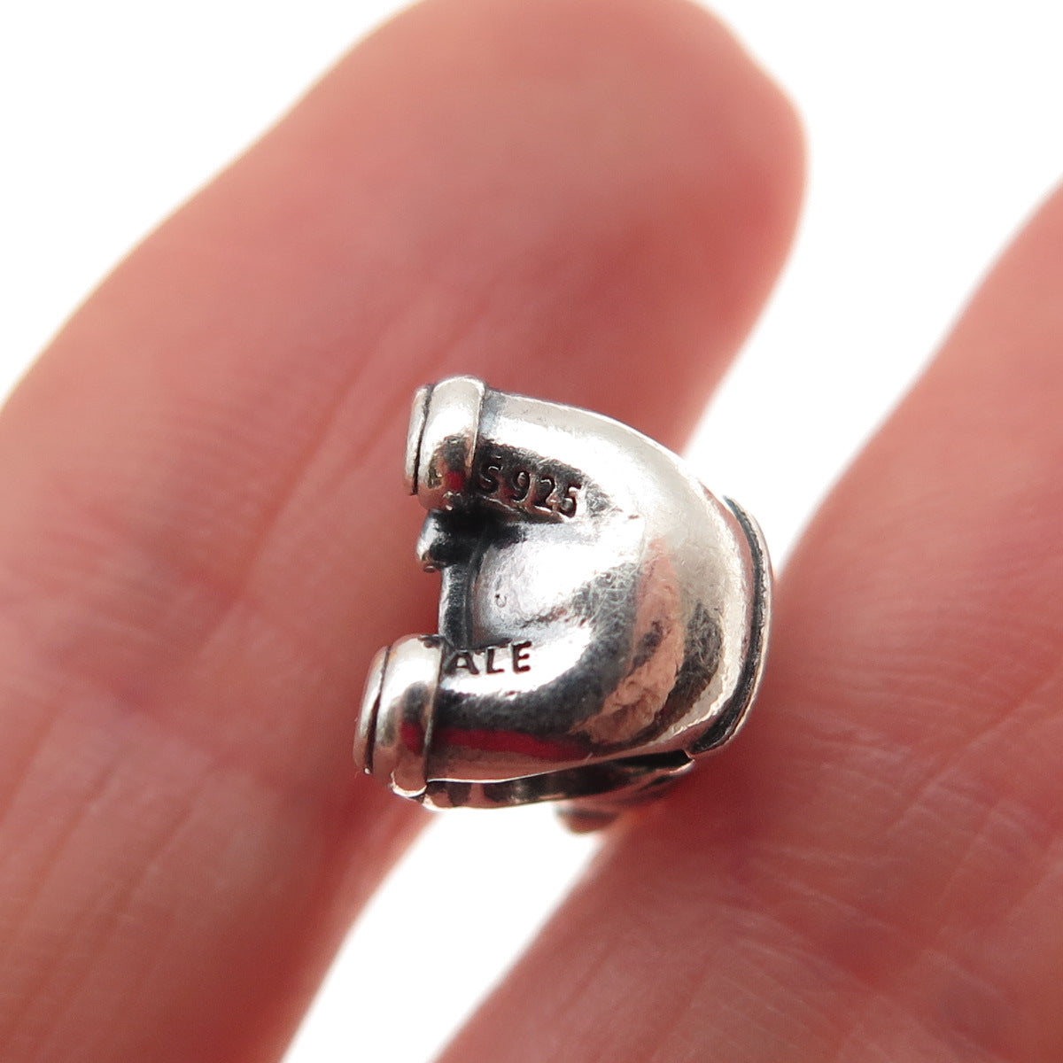 PANDORA 925 Sterling Silver Enamel Christmas Bear Slide Bead Charm