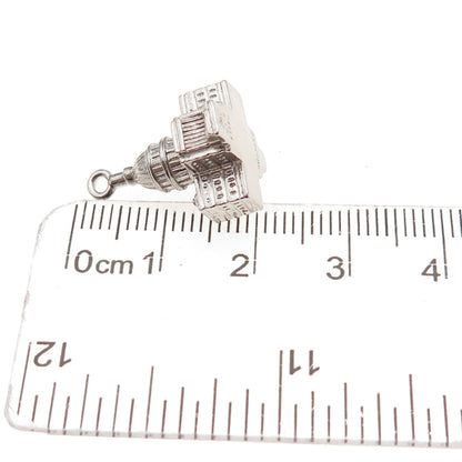 Wells 925 Sterling Silver Antique Art Deco US Capitol Building 3D Charm Pendant