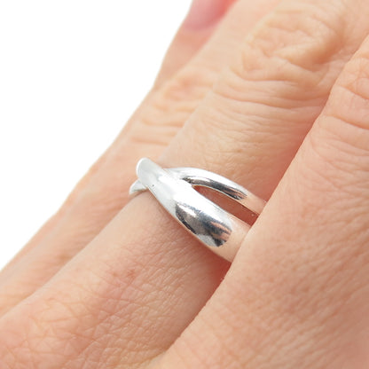 925 Sterling Silver Vintage Crisscross Interlocked Band Ring Size 8