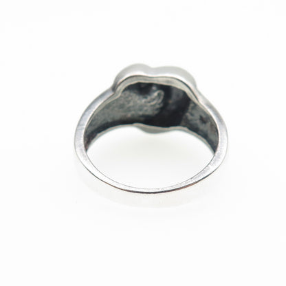 925 Sterling Silver Vintage Modernist Heart Oxidized Ring Size 7