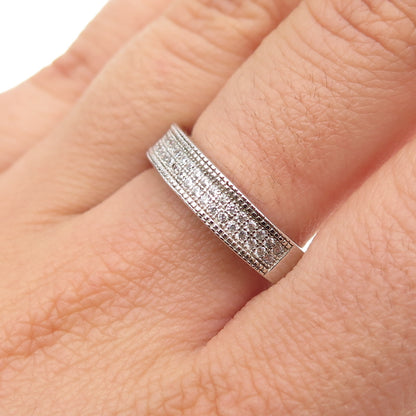 925 Sterling Silver Round-Cut C Z Half Eternity Band Ring Size 9.25