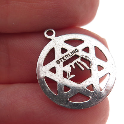 925 Sterling Silver Vintage Star of David Chai Judaica Oxidized Charm Pendant
