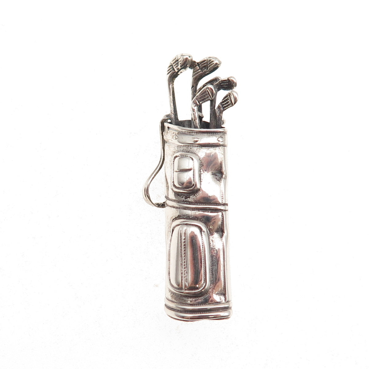 Beau 925 Sterling Silver Vintage Golf Club Oxidized Pin Brooch