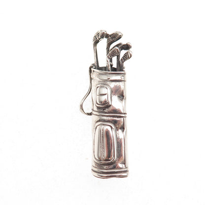 Beau 925 Sterling Silver Vintage Golf Club Oxidized Pin Brooch
