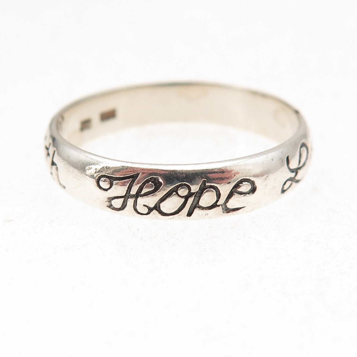 Jewelry Concepts 925 Sterling Silver Vintage Faith Love Hope Band Ring Size 12