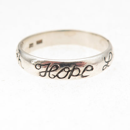 Jewelry Concepts 925 Sterling Silver Vintage Faith Love Hope Band Ring Size 12