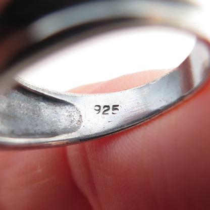 925 Sterling Silver Vintage Modernist Ribbed Oxidized Ring Size 6.75