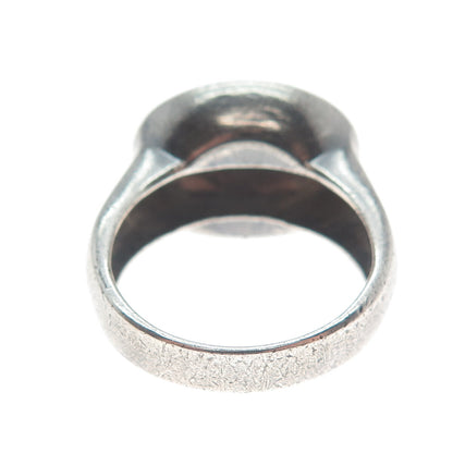 925 Sterling Silver Vintage Modernist Dome Oxidized Ring Size 10