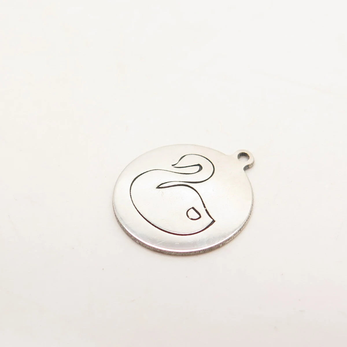 925 Sterling Silver USA Two In Town Swan Bird Charm Pendant