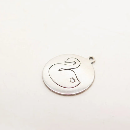 925 Sterling Silver USA Two In Town Swan Bird Charm Pendant