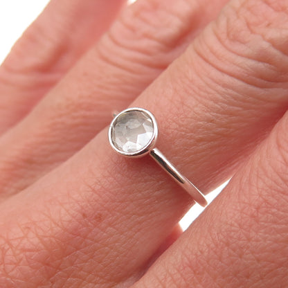 Pandora 925 Sterling Silver Real Gray Moonstone June Birthday Blooms Ring Size 6