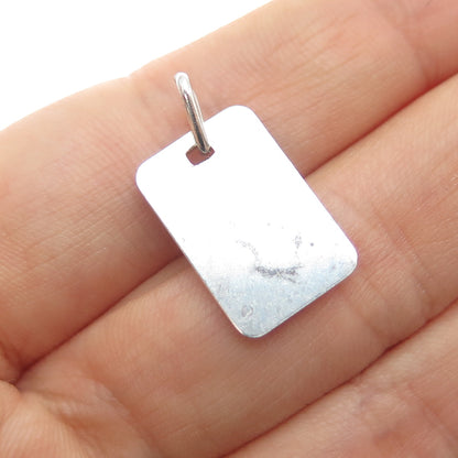 925 Sterling Silver Vintage Italy Engraved I Love You Tag Charm Pendant