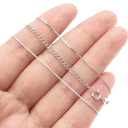 925 Sterling Silver Italy Swarovski Fancy Pink-Crystal Box Chain Necklace 16-18"