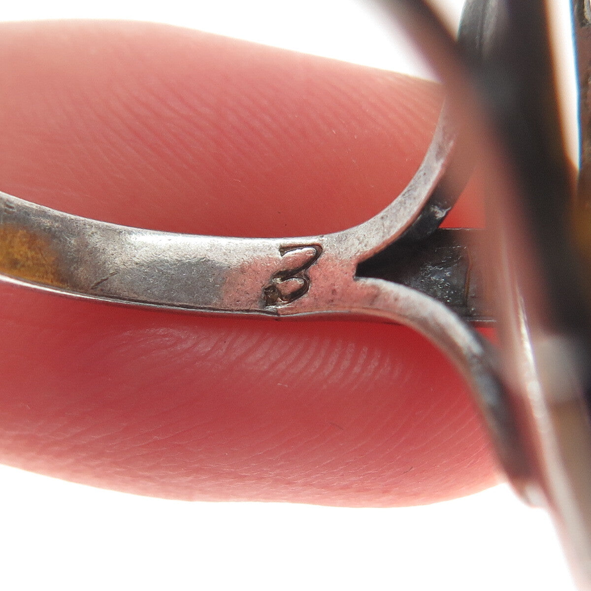 925 Sterling Silver Vintage Poland Real Baltic Amber Modernist Ring Size 8.25