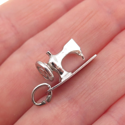 925 Sterling Silver Antique Art Deco Sewing Machine 3D Mini Charm Pendant