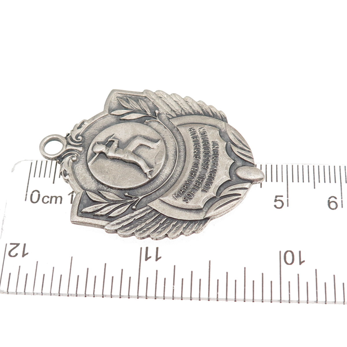 Balfour Sterling Antique 1942 Maryland Amateur Softball Assn. Tournament Pendant