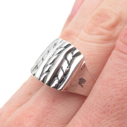 Chapal Zenray Sterling Silver Vintage Modernist Ribbed Oxidized Ring Size 6.75