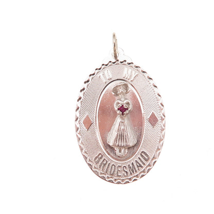 Art's Elegance 925 Sterling Silver Vintage Rhinestone To My Bridesmaid Pendant