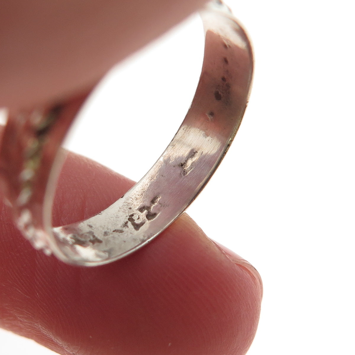 925 Sterling Silver Vintage Mexico Wheat Link Oxidized Band Ring Size 7.25