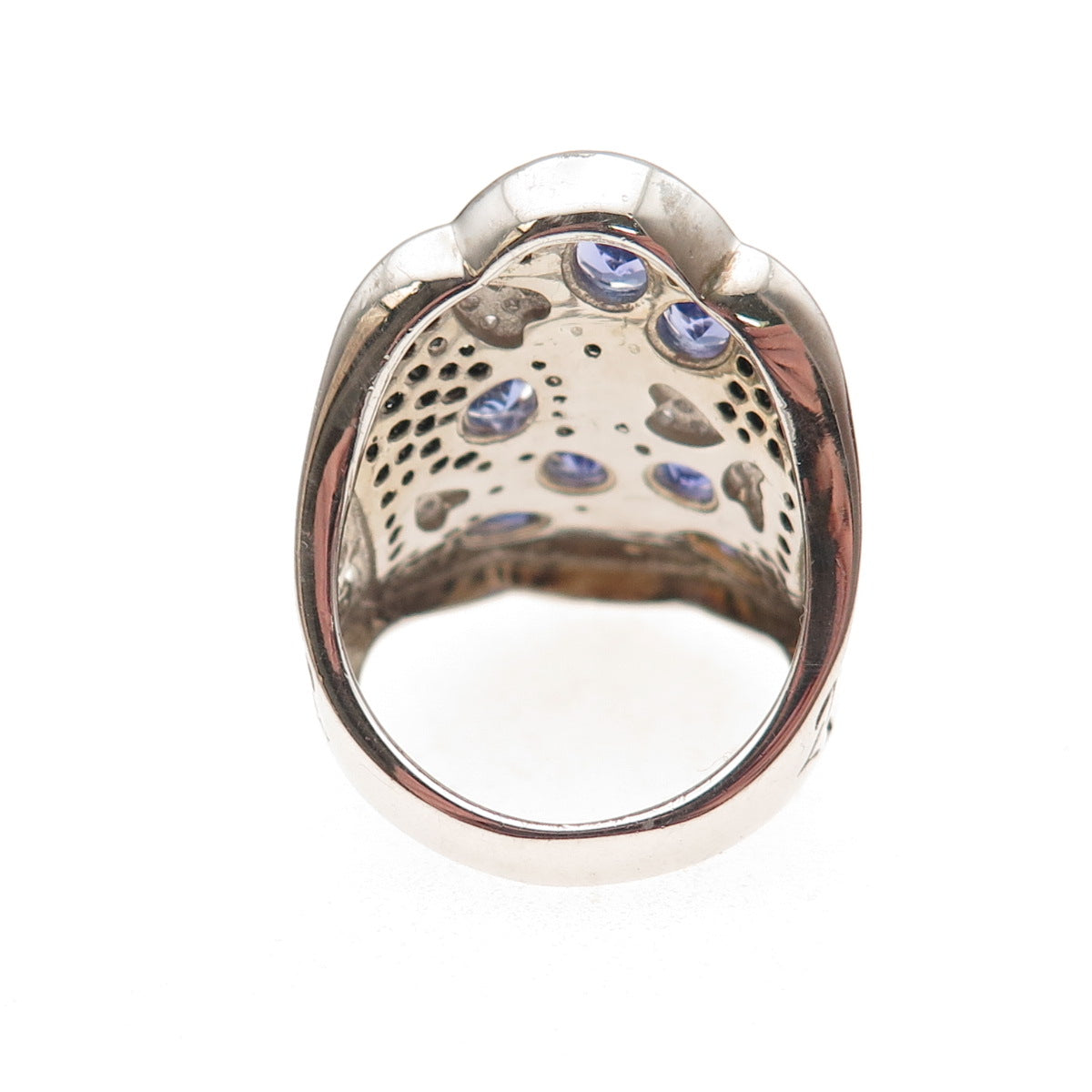 Chuck Clemency Sterling Silver 2-Tone Real Tanzanite Topaz Spinel Ring Size 8.25