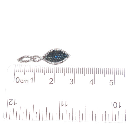 925 Sterling Silver White & Blue Round-Cut Shaped C Z Infinity Slide Pendant