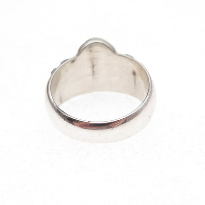 925 Sterling Silver Vintage Real Rhodolite Oxidized Ring Size 8.25