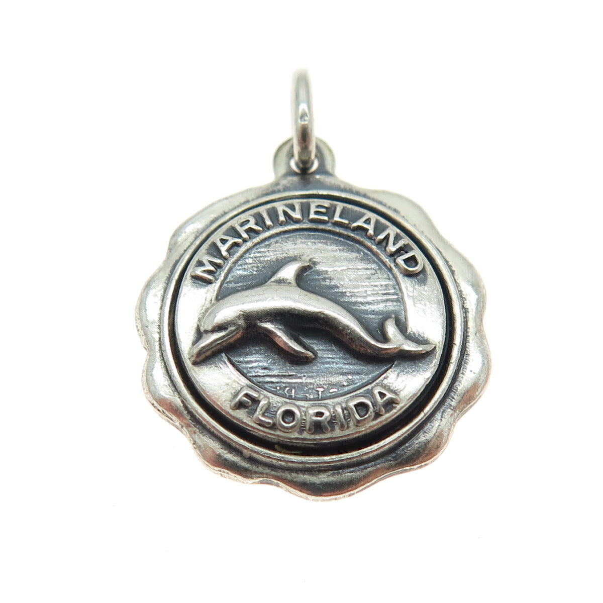 925 Sterling Silver Vintage "Marineland Florida" Dolphin Pendant